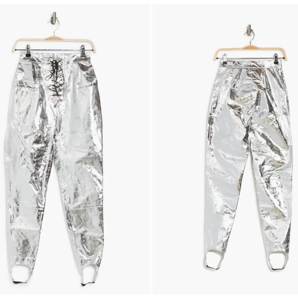 Ben Taverniti Unravel Project Lace Up Leather Skinny Stirrup Pants in Silver - Picture 14 of 14